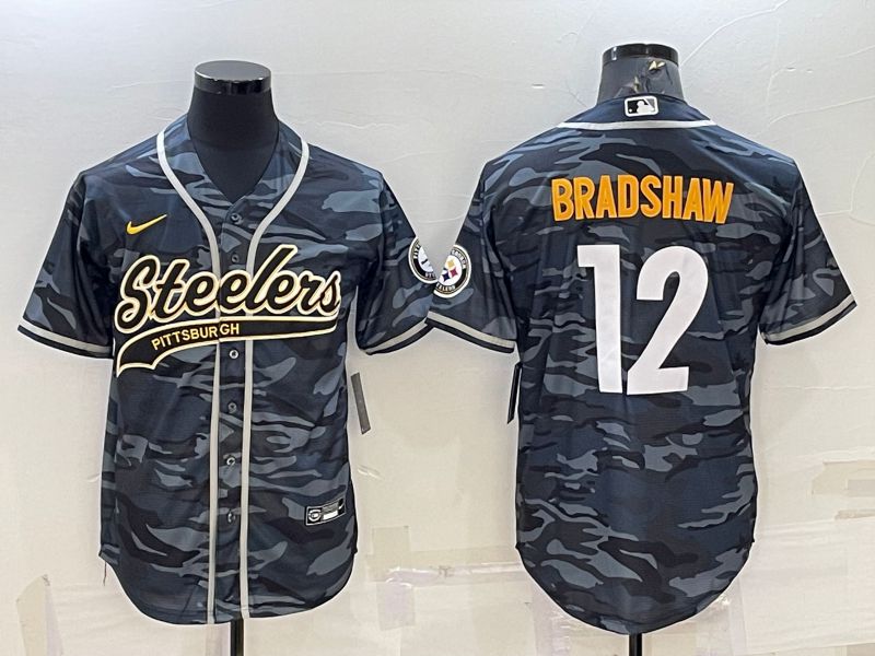 Men Pittsburgh Steelers #12 Bradshaw Camo 2022 Nike Co branded NFL Jersey